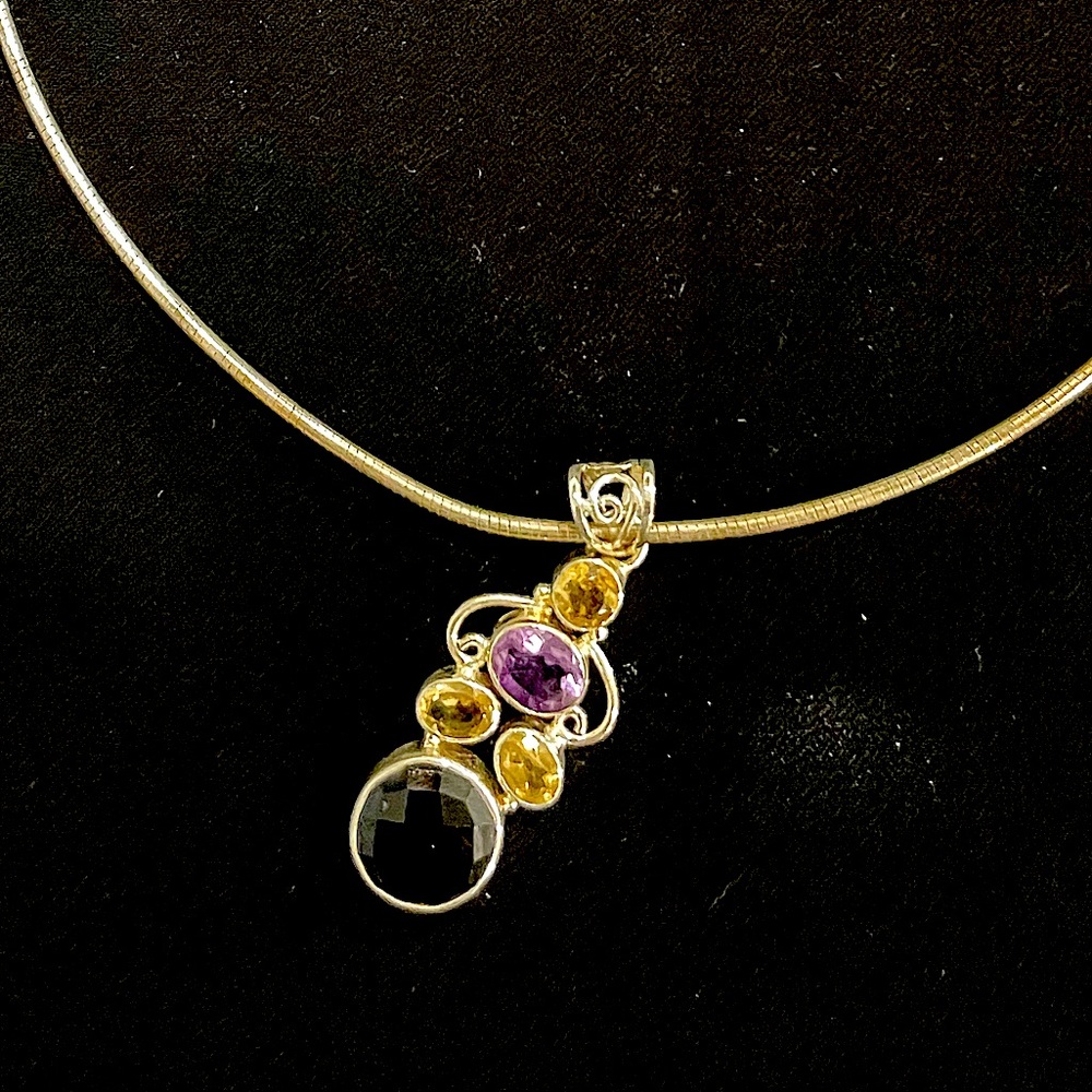 Sterling silver multi stone necklace